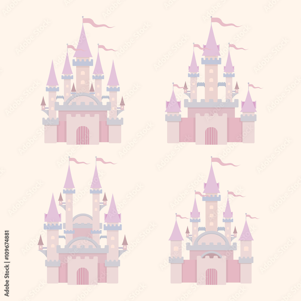 sweet castles in pastle color