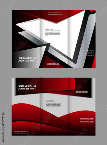Vector empty tri-fold brochure print template design, trifold bright booklet or flyer
