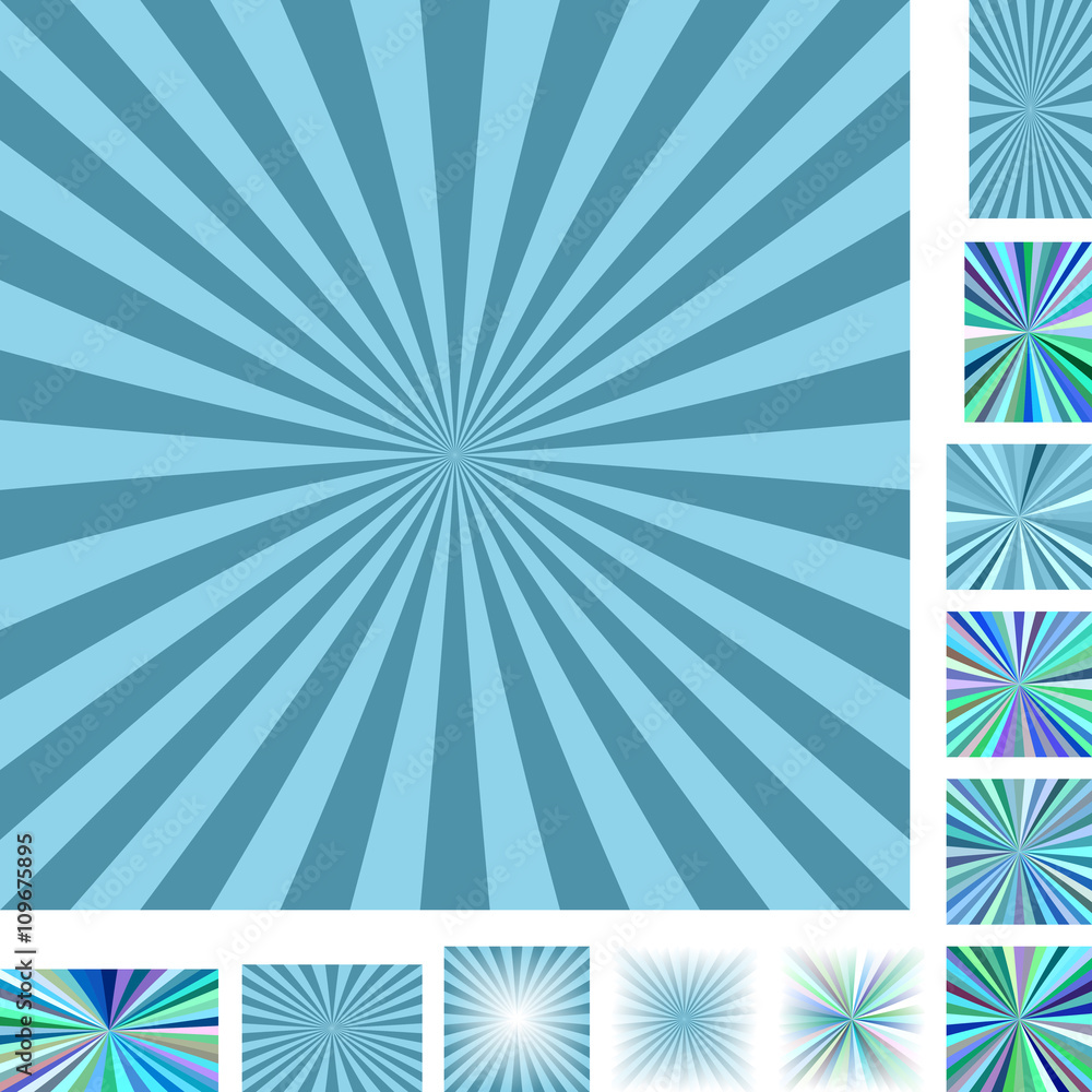 Retro light blue ray burst background set Retro light blue ray burst background set