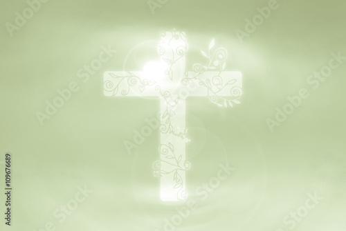Abstract Cross Christianity Sign and Symbol with flora decoration | Holy and Pure