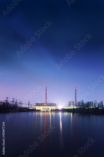 heat electric station at night