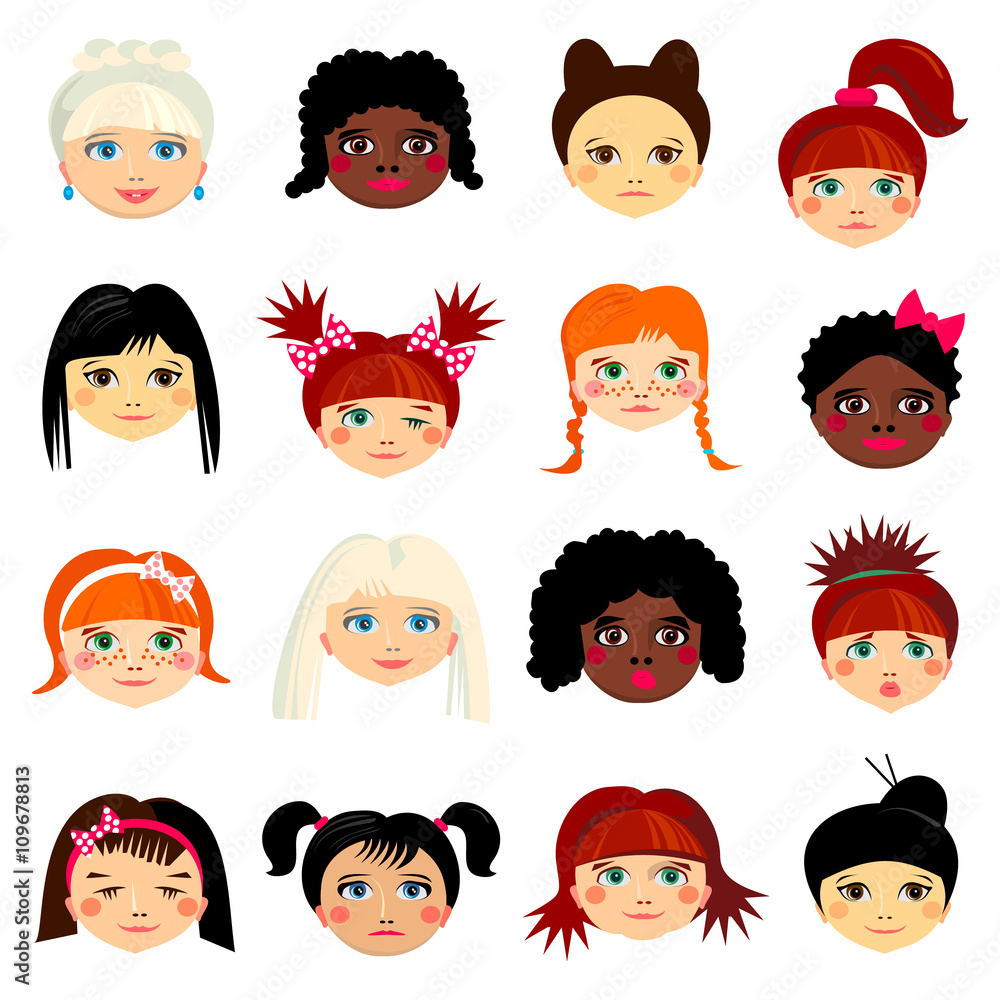 Avatar set with womens of different ethnicity origin Avatar set with womens of different ethnicity origin