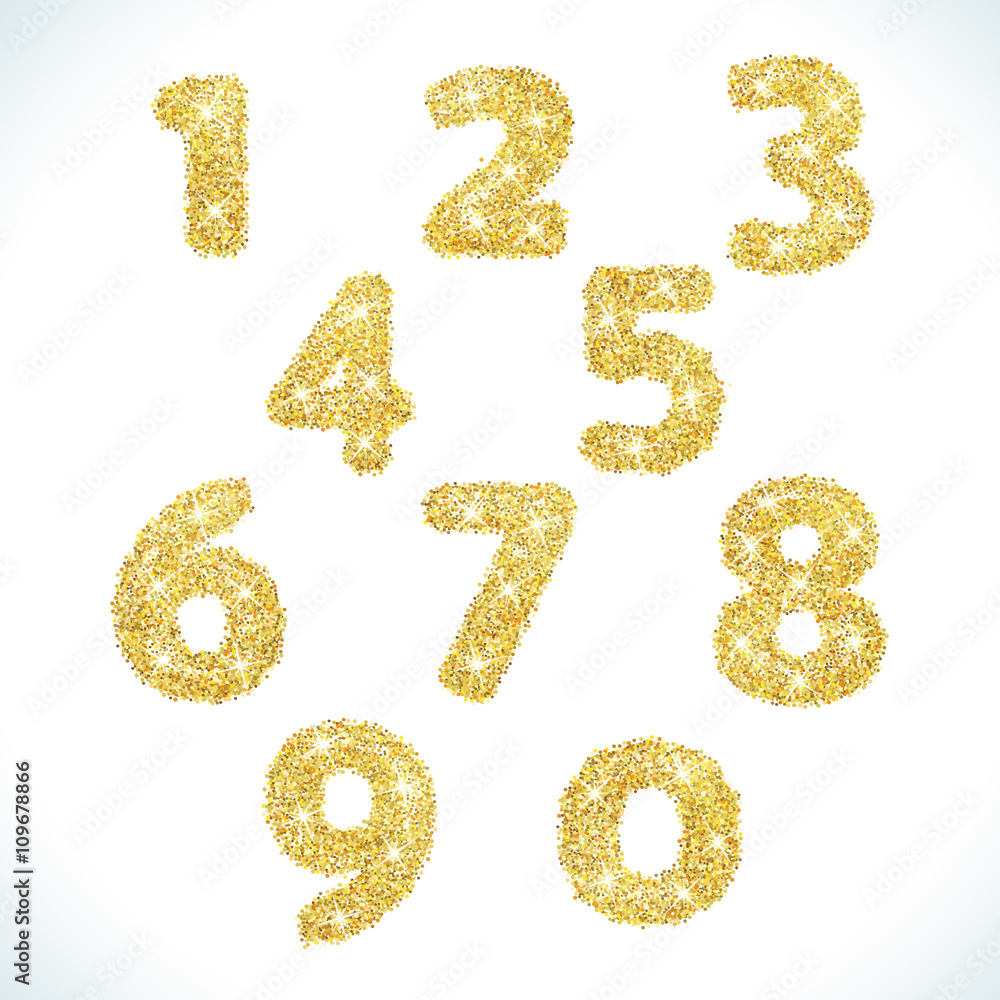Numbers set in golden style. illustration gold design Numbers set in golden style. illustration gold design