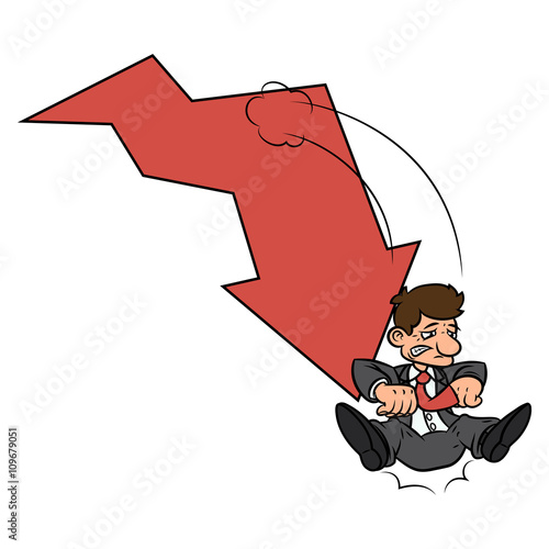 Businessman on falling down chart 2