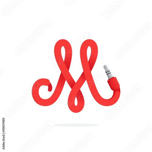 M letter logo formed by jack cable.