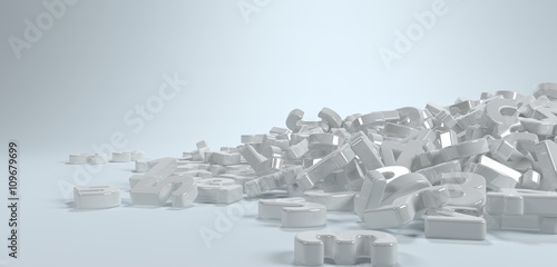 Pile of white figures numbers