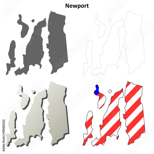 Newport County, Rhode Island outline map set