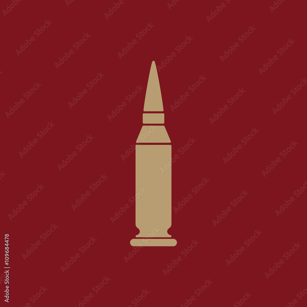 The bullet icon. Weapon symbol. Flat The bullet icon. Weapon symbol. Flat