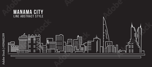 Cityscape Building Line art Vector Illustration design - Manama city