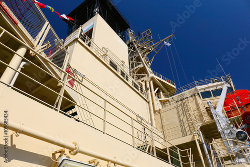 Tablou pe pânză fragment of the deck superstructures with flue pipe on an icebreaker ship