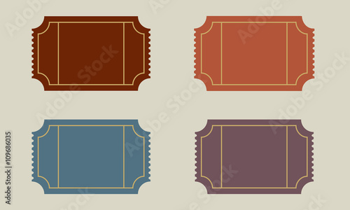 Old Ticket with Copy Space set. Vector Illustration.