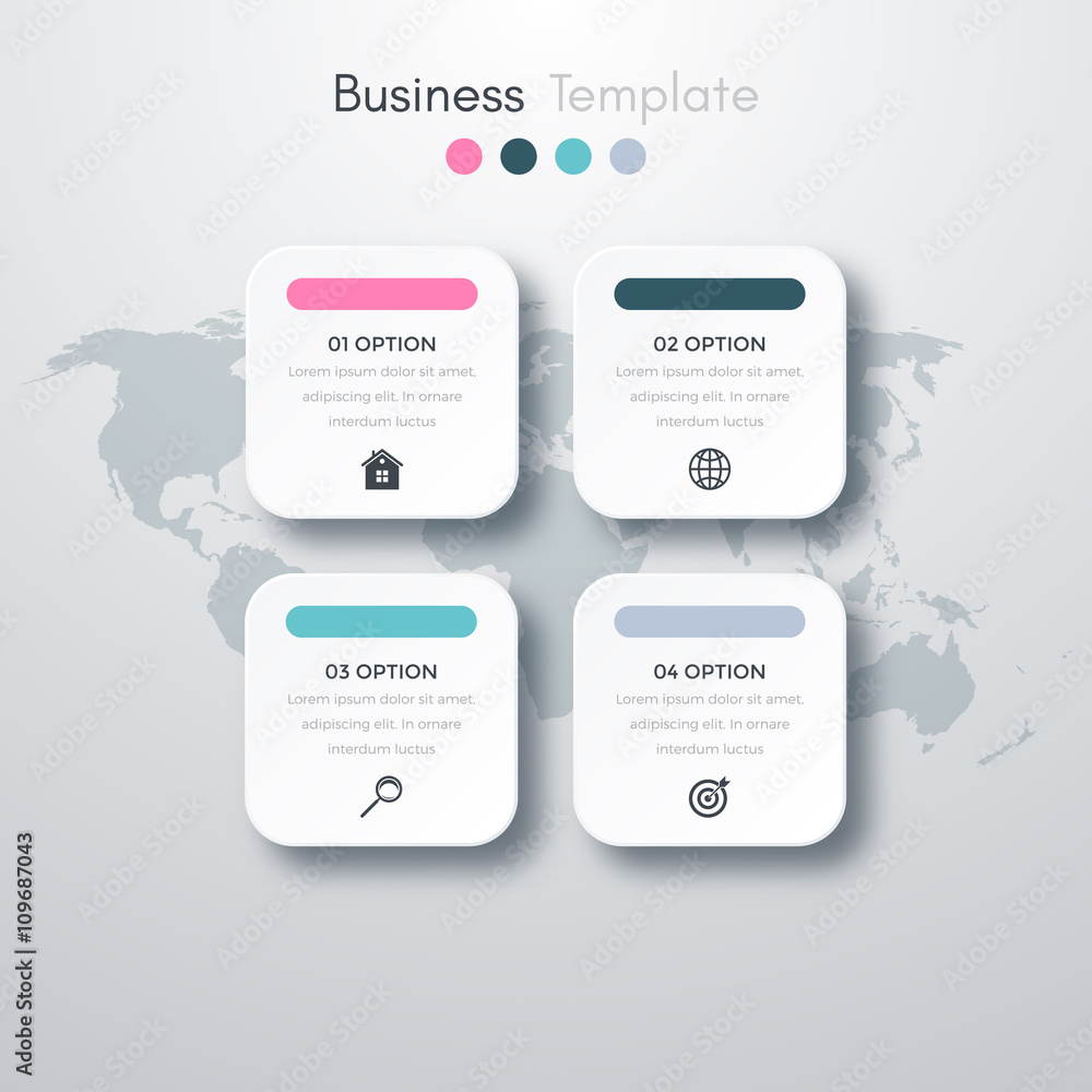 Vector illustration of four square infographics Vector illustration of four square infographics