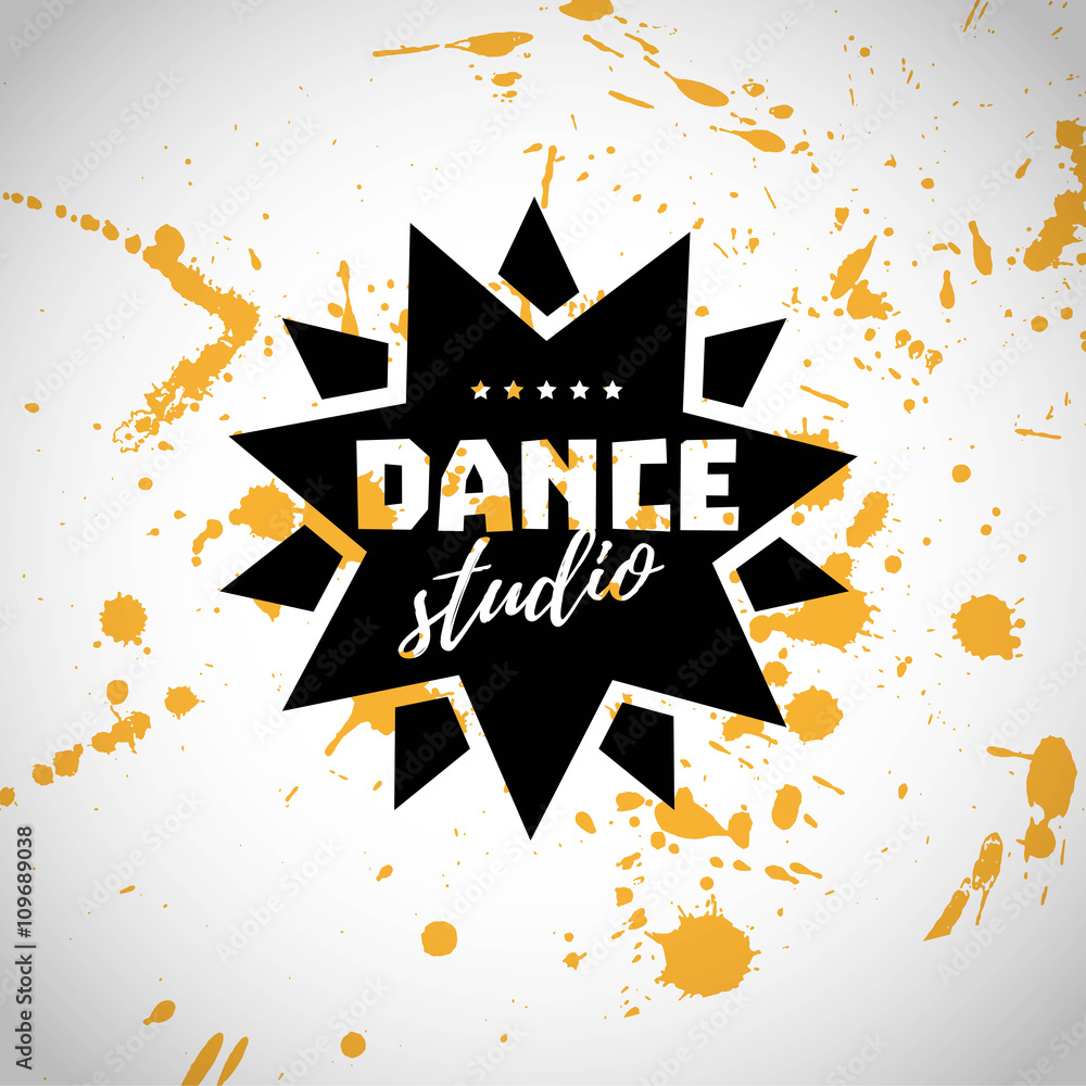 Vector dance studio logo. Dance vintage flat icon. Dance floor logo