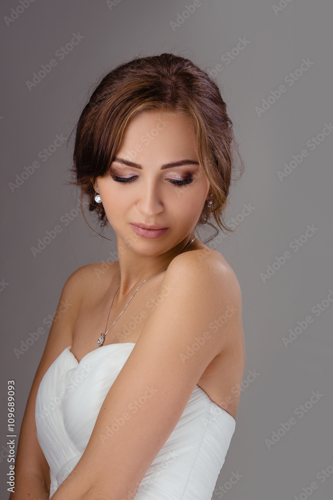 Bride in wedding dress studio shooting