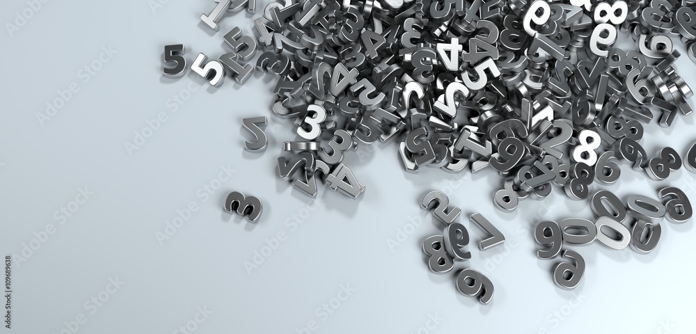 Pile of metalic figures numbers Pile of metalic figures numbers