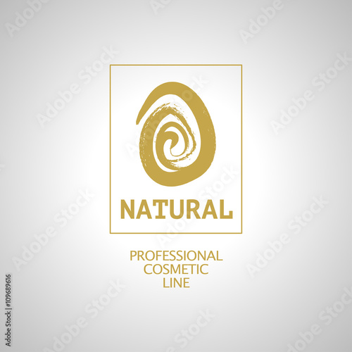 Vector flat eco product emblem. Ecological cosmetic sign. Natural product line. Nature certificate quality. Eco symbol. Natural cosmetics. Bio organic product.