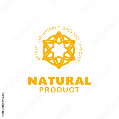 Vector flat eco product emblem. Ecological cosmetic sign. Natural product line. Nature certificate quality. Eco symbol. Natural cosmetics. Bio organic product.