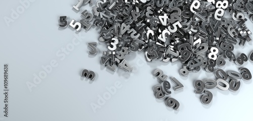 Pile of metalic figures numbers