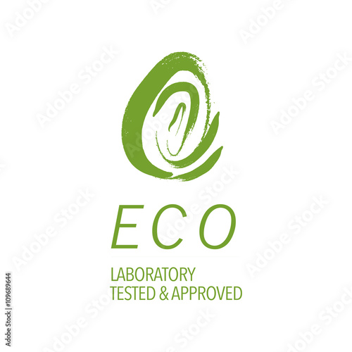 Vector flat eco product emblem. Ecological cosmetic sign. Natural product line. Nature certificate quality. Eco symbol. Natural cosmetics. Bio organic product.