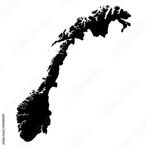 Fototapeta Norway black map on white background vector