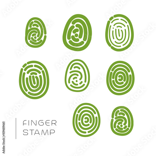 Finger stamp vector outline set. Flat eco product. Ecological cosmetic sign. Medicine, dermatologie. Natural product line. Nature certificate quality. Eco symbol. Bio product element.