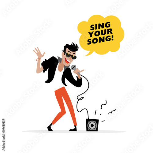 Vector flat simple friendly character isolated. Text message. Profession human icon. Person portrait.