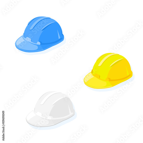 Vector Illustration icon of Hard Hats.
Protection head wear - Work safety and accident prevention concept.