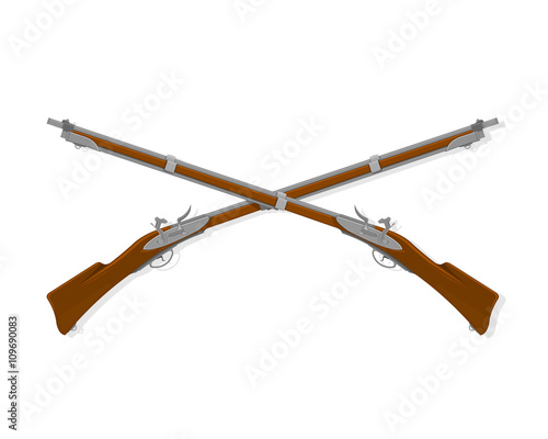 Vector Illustration icon of old crossed rifles.
Old flintlock muskets - war, rebellion or fighting concepts.