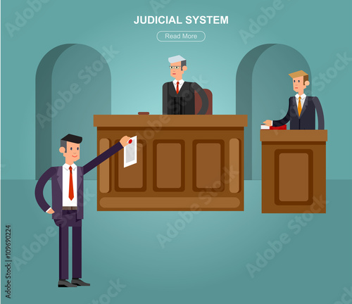 Law horizontal banner set with judical system elements isolated vector illustration