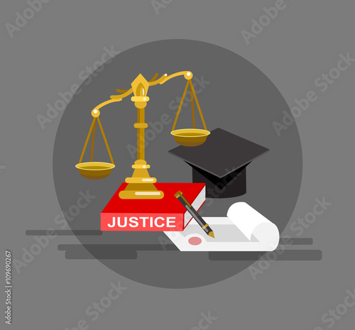 Law horizontal banner set with judical system elements isolated vector illustration