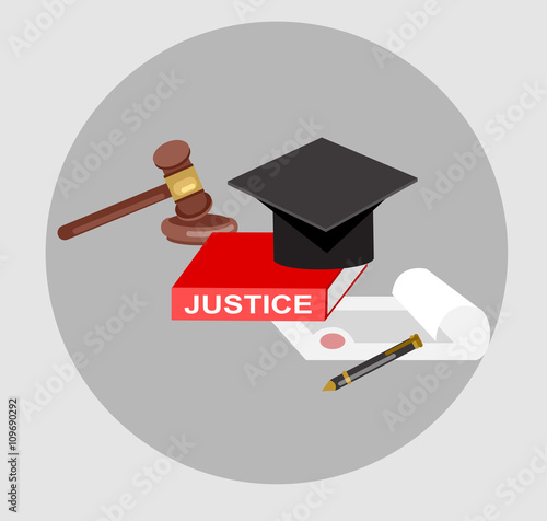 Law horizontal banner set with judical system elements isolated vector illustration