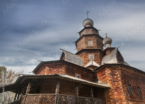A sample of Russian wooden architecture. Temple Museum in Suzdal