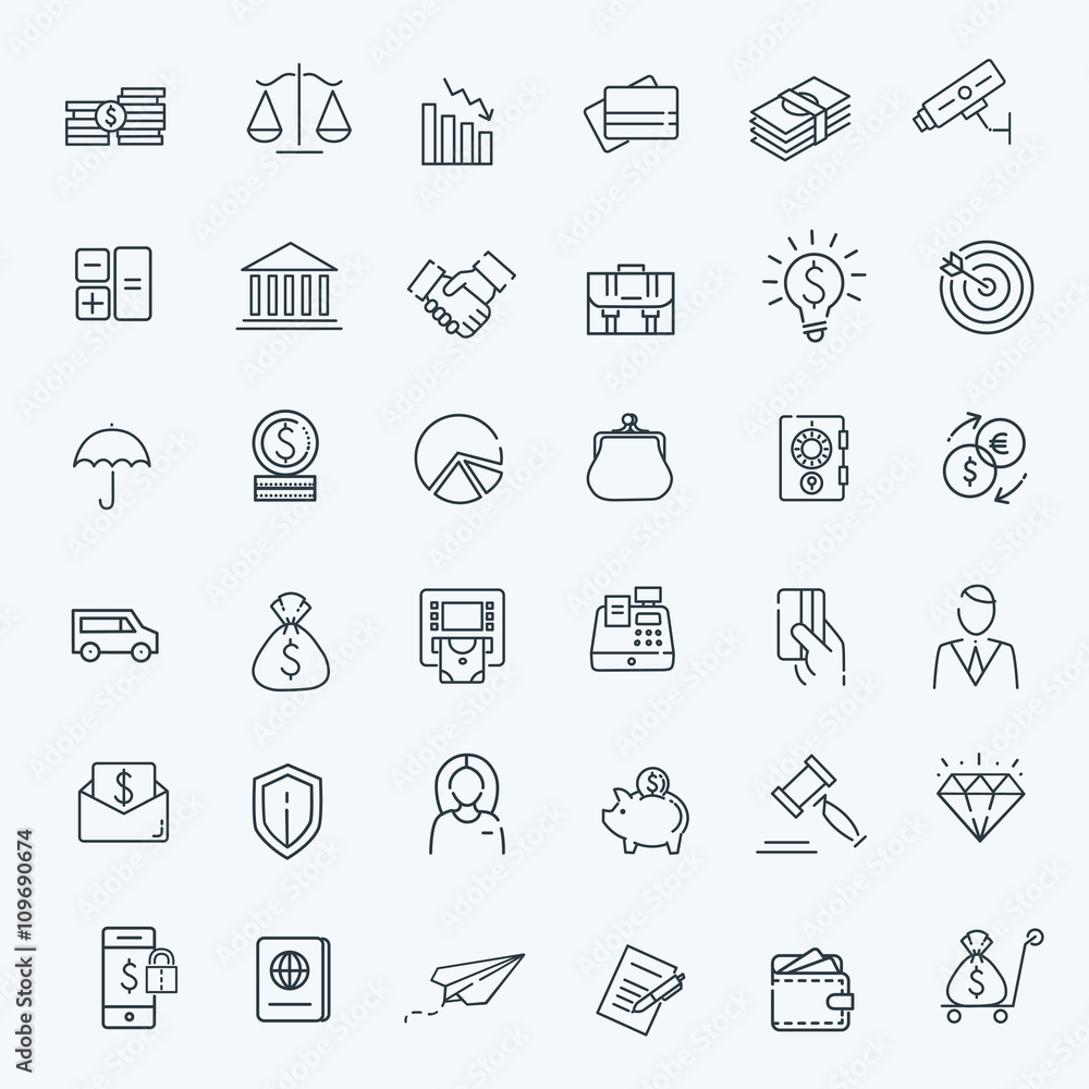 Thin line web icon set - money, finance, payments Thin line web icon set - money, finance, payments