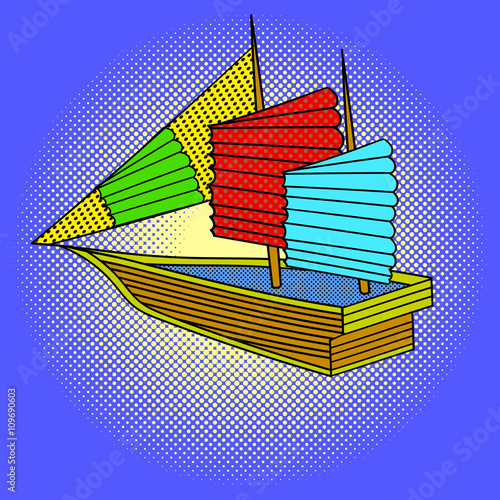 Sailing ship pop art vector illustration