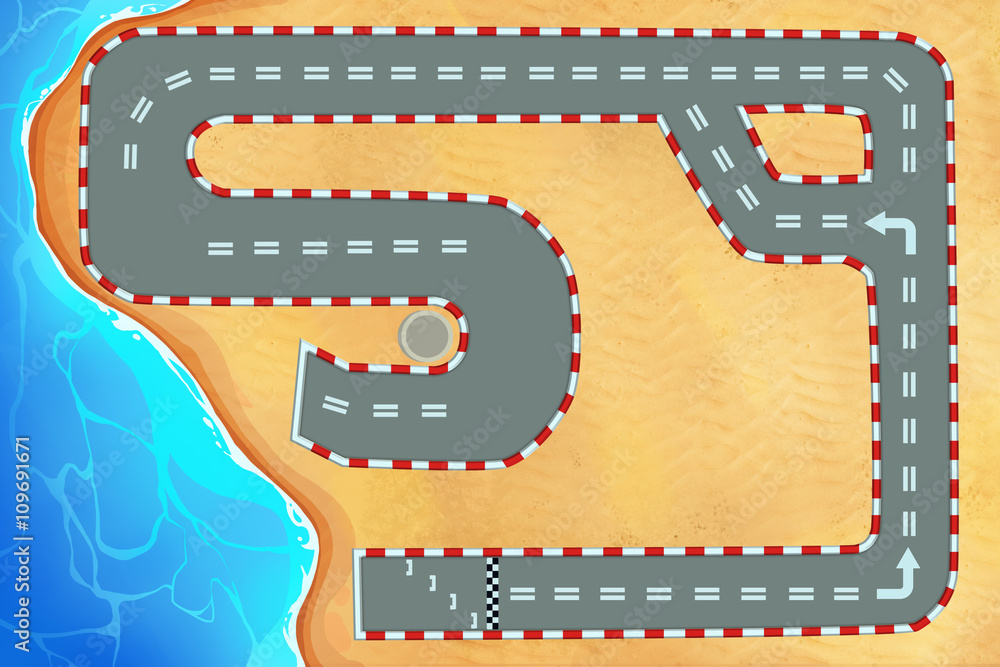 Creative Illustration and Innovative Art: Racing Track around the Beach ...