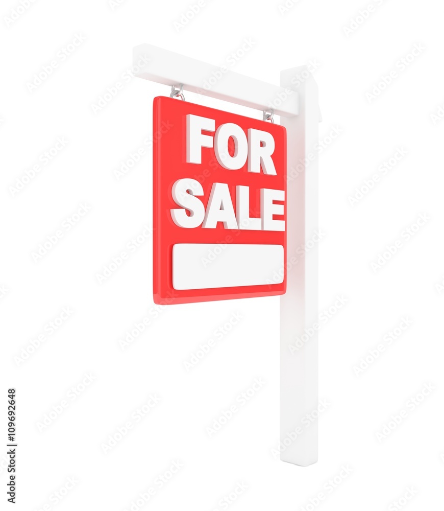 For rent sign lease real estate on white background. 3D rendering. For rent sign lease real estate on white background. 3D rendering.