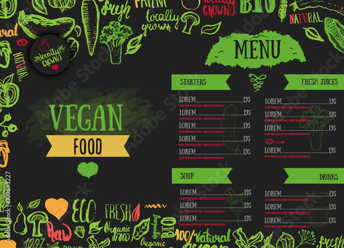 Modern  vegetarian food menu design.