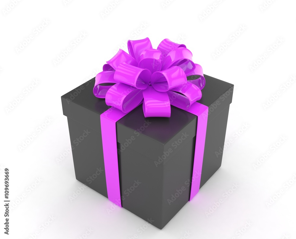 Obraz premium gift box with bows isolated on white. 3d rendering.