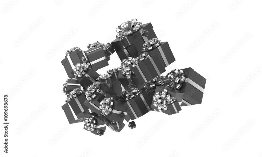 flying gift boxes on white. 3d rendering. flying gift boxes on white. 3d rendering.