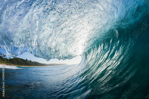 Wave Inside blue crashing ocean water tube