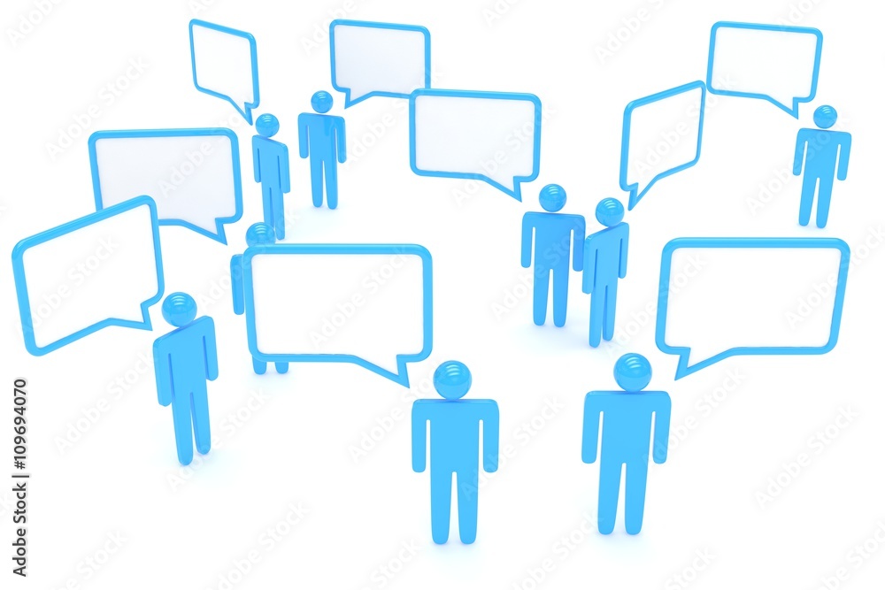 people with talk bubbles isolated over a white background. 3d rendering. people with talk bubbles isolated over a white background. 3d rendering.
