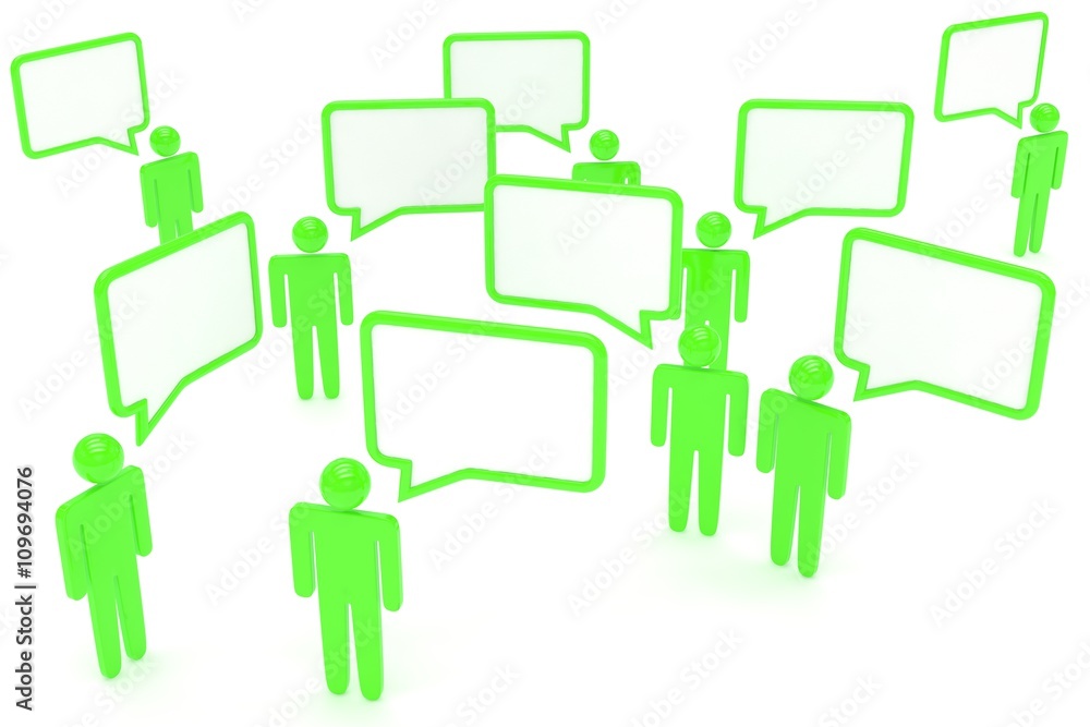 people with talk bubbles isolated over a white background. 3d rendering. people with talk bubbles isolated over a white background. 3d rendering.