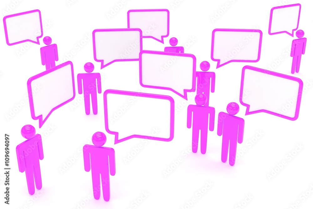 people with talk bubbles isolated over a white background. 3d rendering. people with talk bubbles isolated over a white background. 3d rendering.
