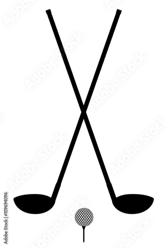 golf club and ball silhouette outline vector illustration