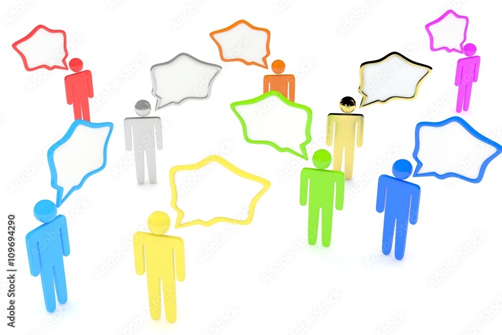 people with talk bubbles isolated over a white background. 3d rendering. people with talk bubbles isolated over a white background. 3d rendering.