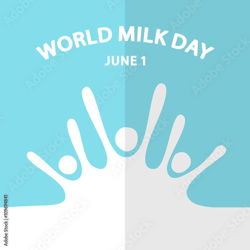 Cute banner for World Milk Day as splash of milk that looks like happy people silhouettes with hands up © C Design Studio