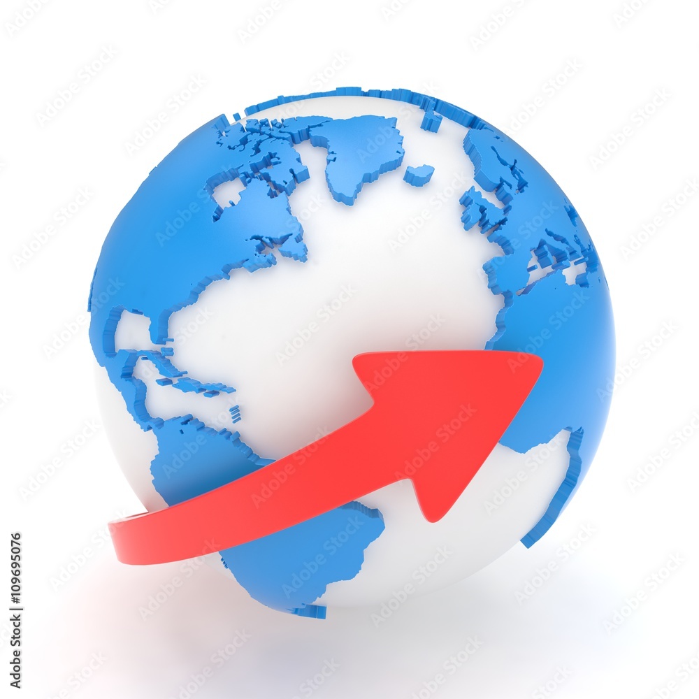 Naklejka premium Arrow and Earth globe. 3d render