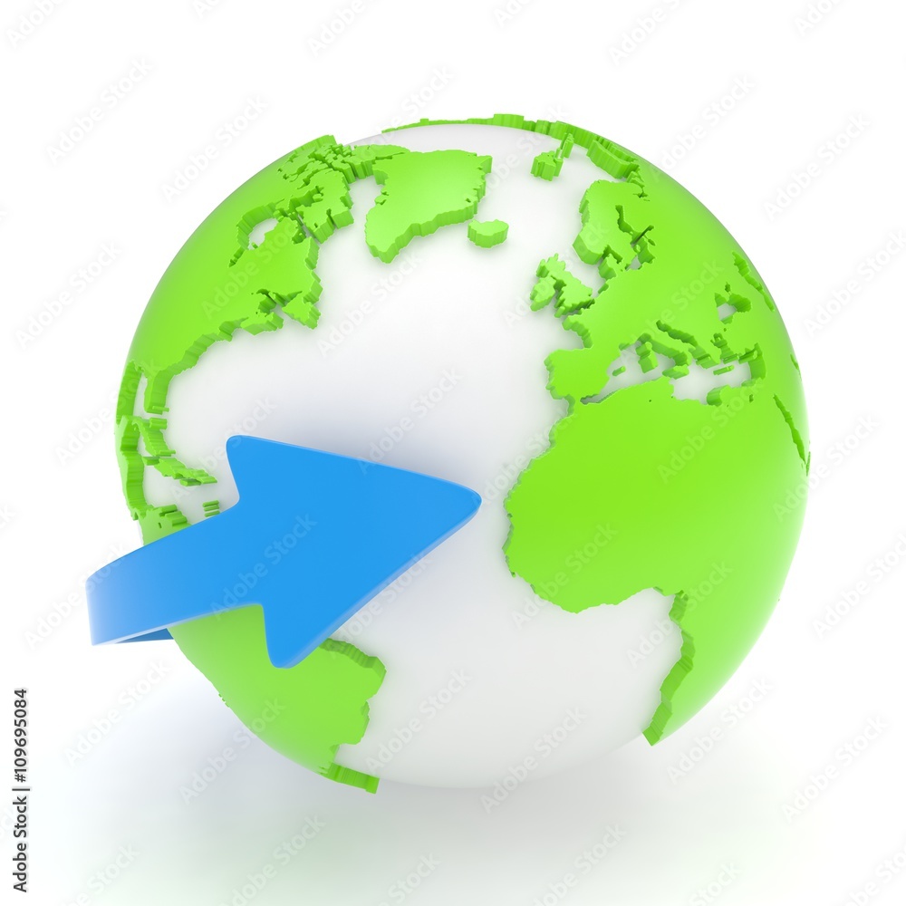 Arrow and Earth globe. 3d render Arrow and Earth globe. 3d render