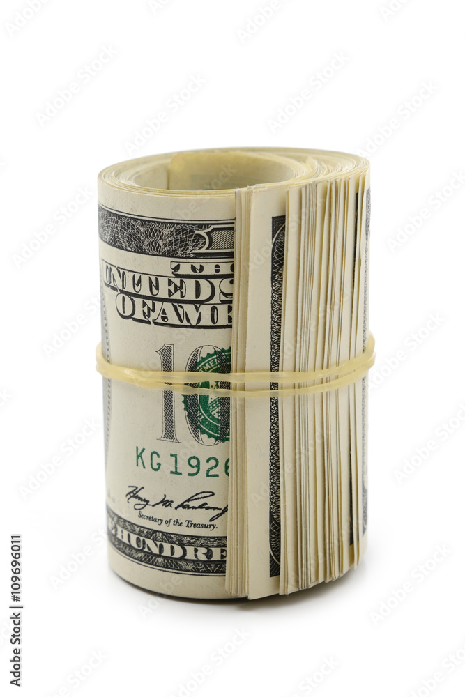 Close up of dollars roll Close up of dollars roll