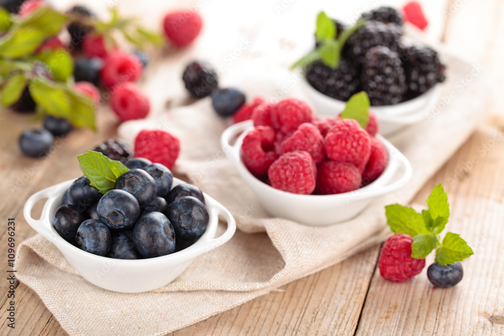 Fresh berries in bowls. Fresh berries in bowls.